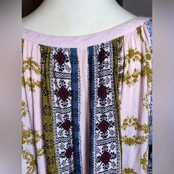 Free People Portobello Road Boho Cold Shoulder Tunic Mini Dress Womens s - Picture 8 of 16